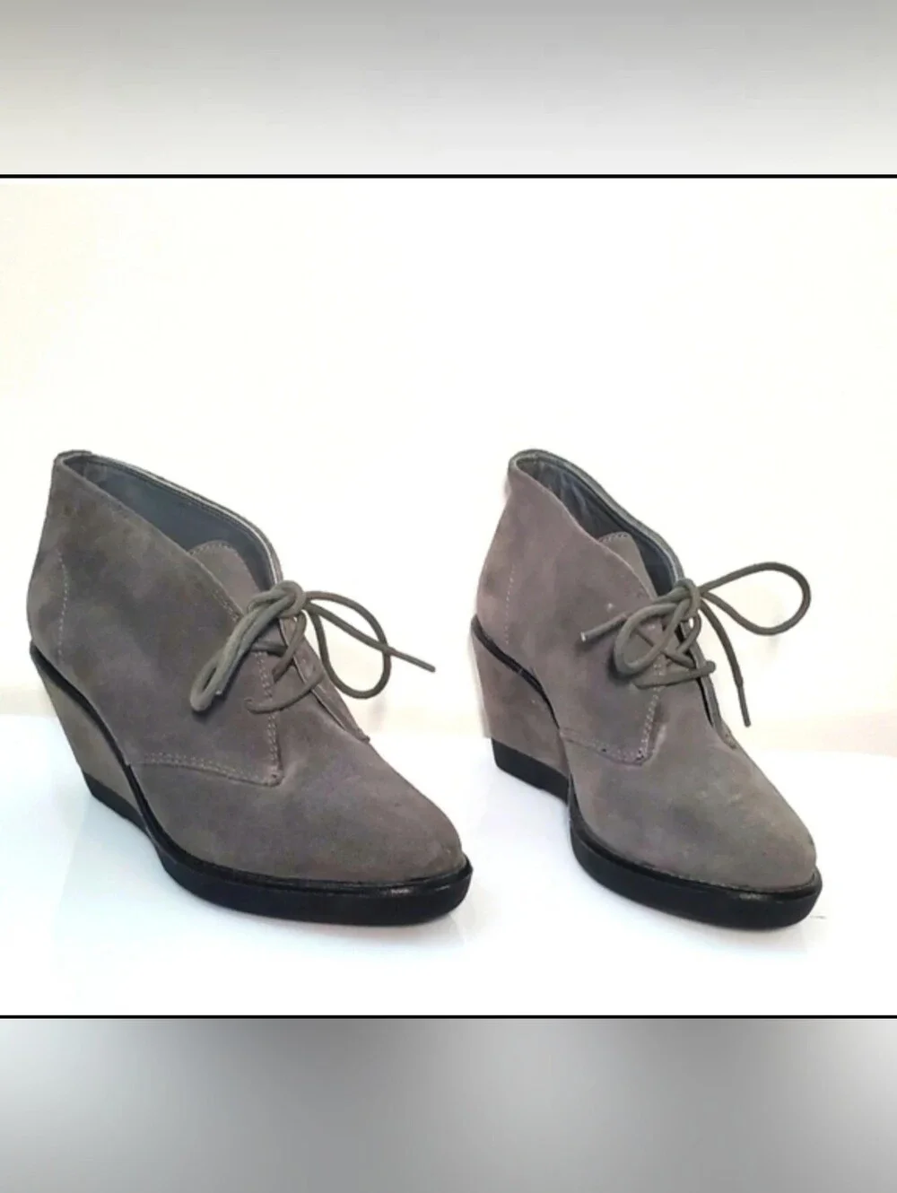 COACH Gray Suede Women's Wedge Ankle Boots
